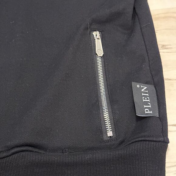 Philipp Plein Men XXL Track Jacket Mockneck Full Zip Crystal Spell out Black - Picture 5 of 14